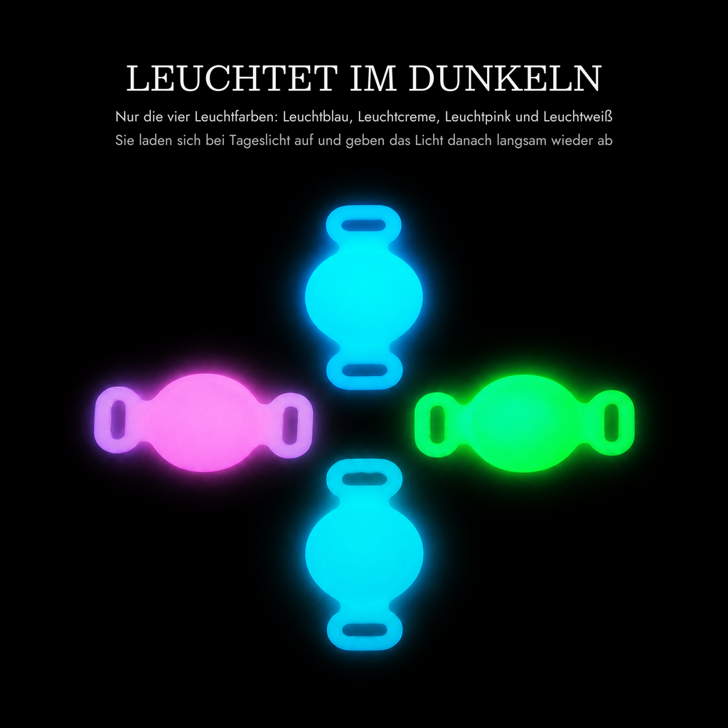 Nur die vier Leuchtfarben Leuchtblau, Leuchtcreme, Leuchtpink und Leuchtweiß leuchten im Dunkeln nach
