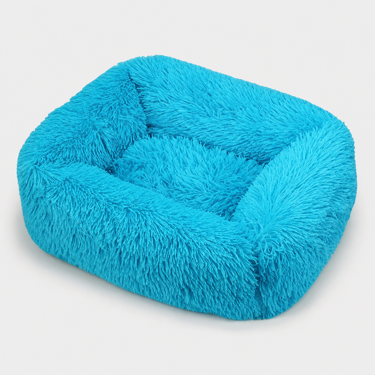 Flauschiges Hundebett in Blau