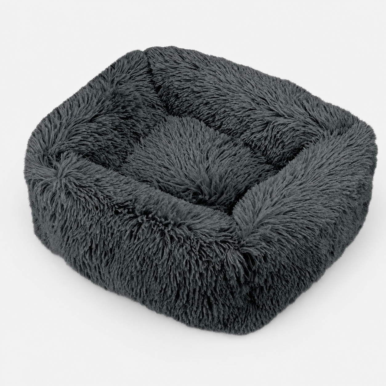 Flauschiges Hundebett in Dunkelgrau