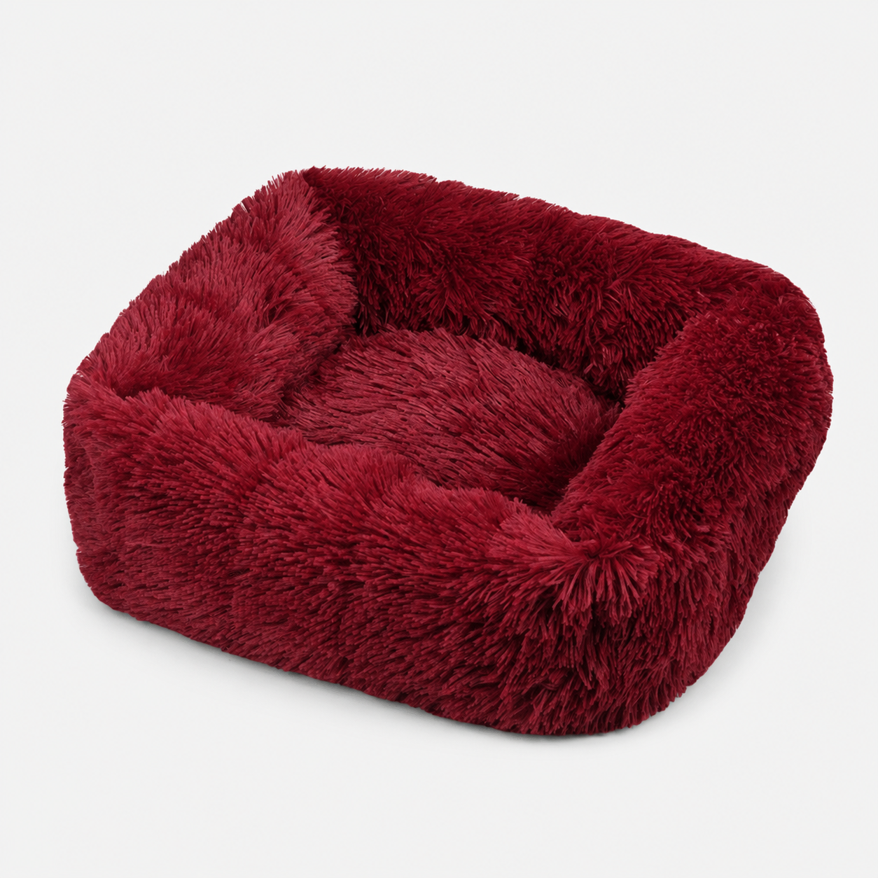 Flauschiges Hundebett in Weinrot