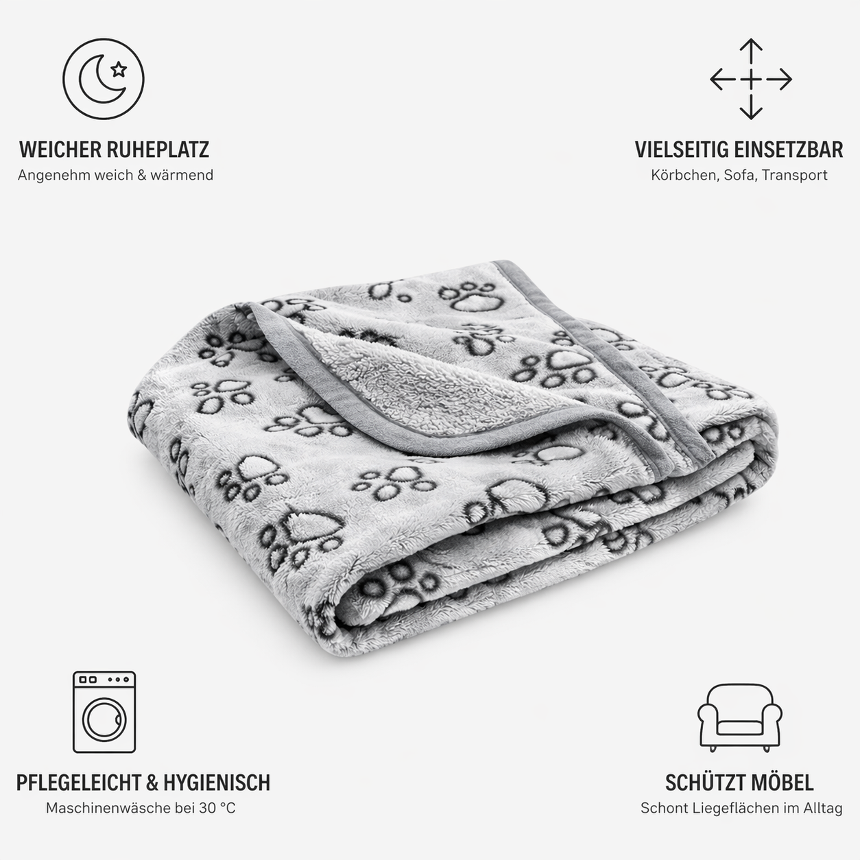 Eigenschaften der Fleece Pfotendecke im Überblick