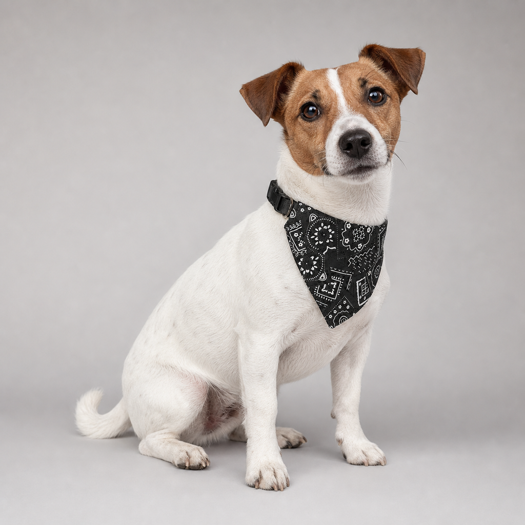 Jack Russell Terrier trägt das verstellbare Halstuch