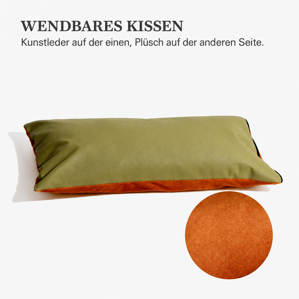 Hundeautositz Rückbank mit wendbarem Kissen: Kunstleder auf der einen, Plüsch auf der anderen Seite