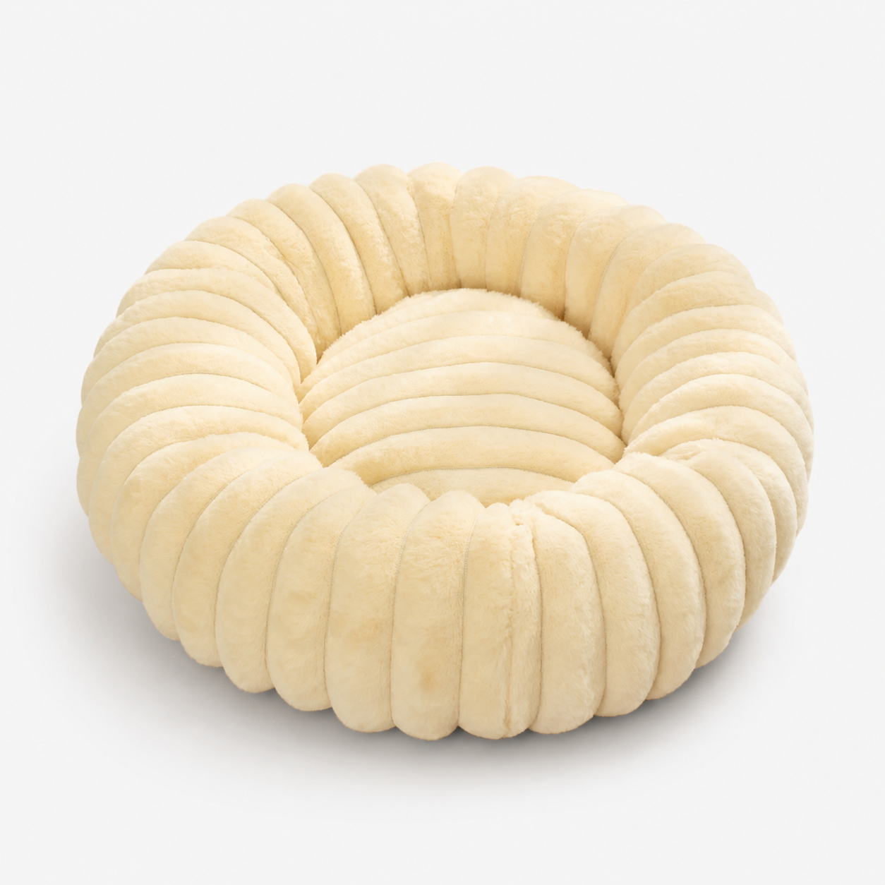 Rundes Hundebett in Creme