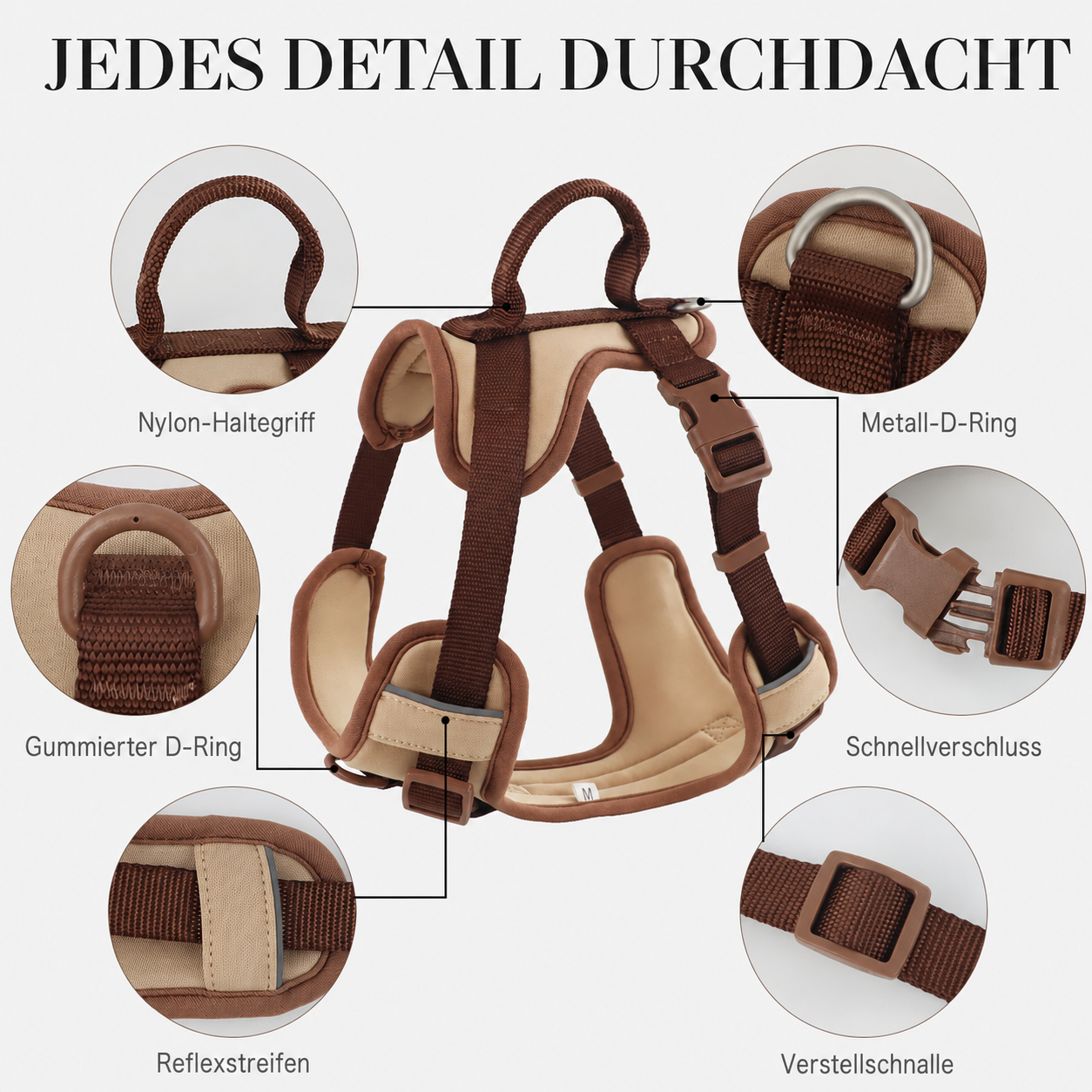 Hundegeschirr verstellbar – Bauteile im Überblick