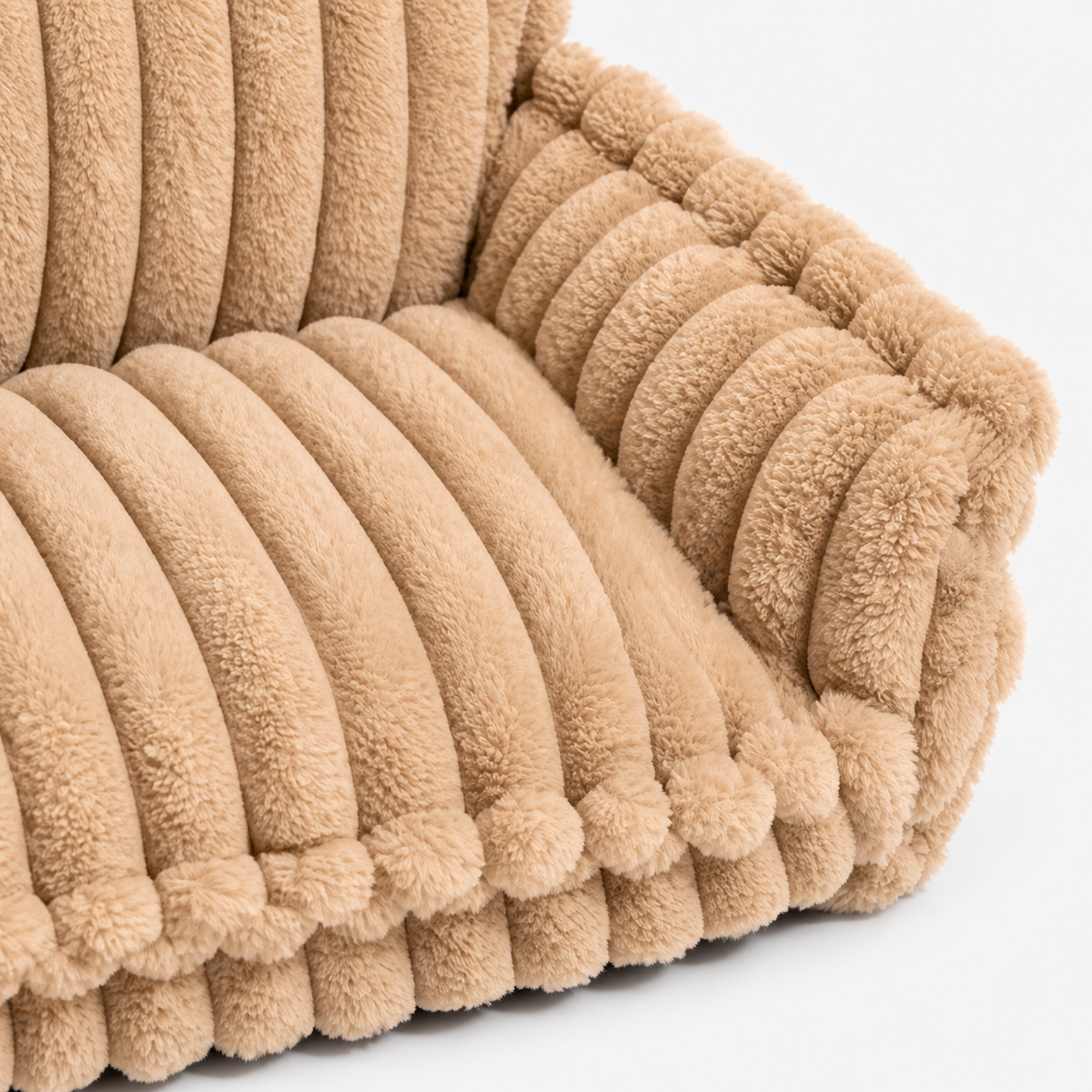 Hundesofa Cord, Detail des breiten Cords in Camel
