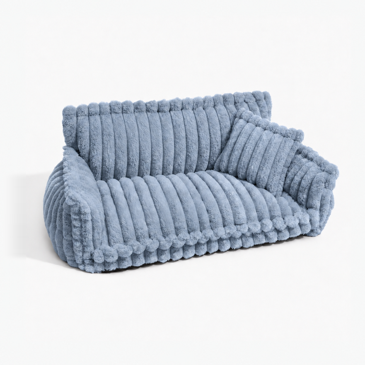 Hundesofa Cord in Hellblau mit Kissen