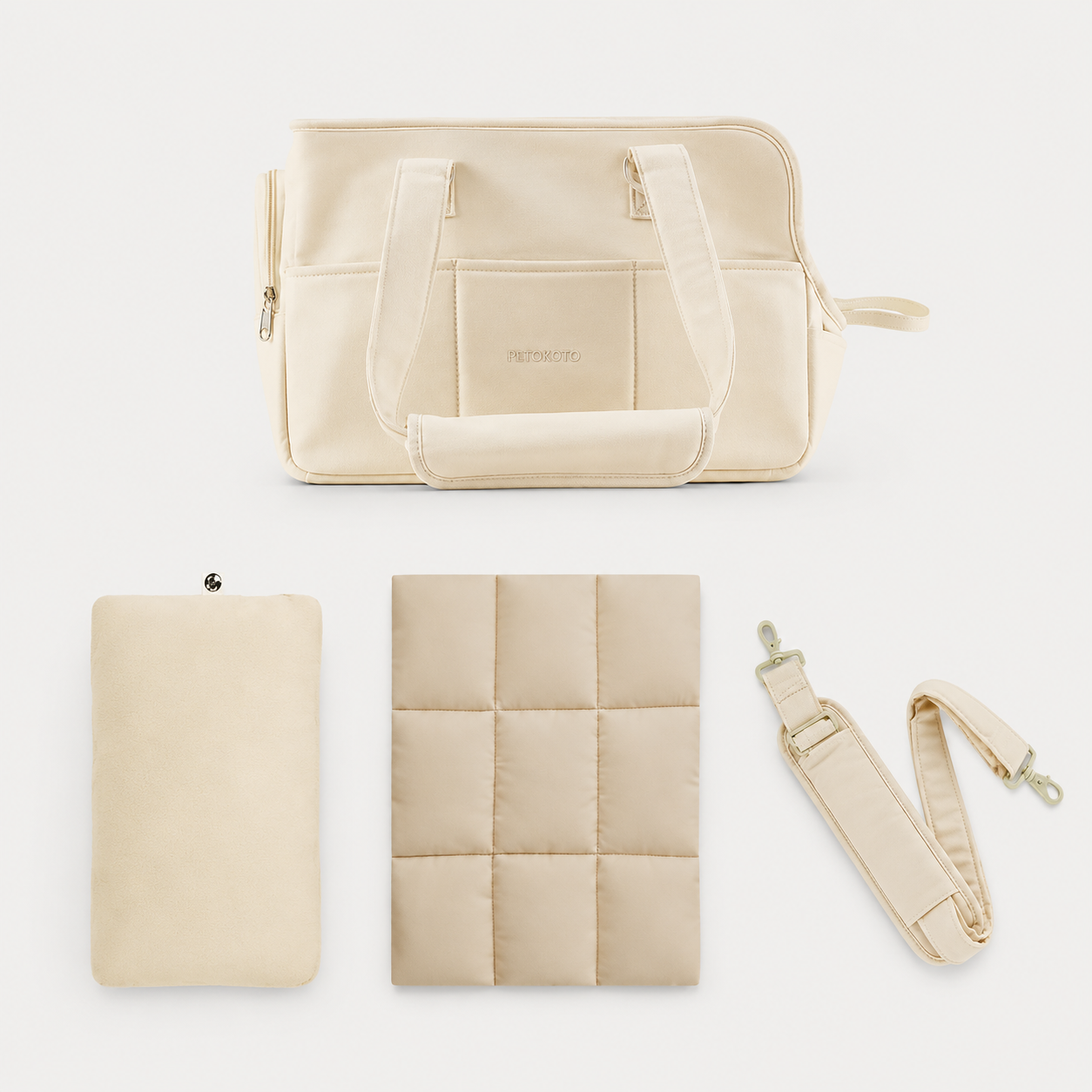 Hundetragetasche Komplett-Set, 4-teilig, in Beige