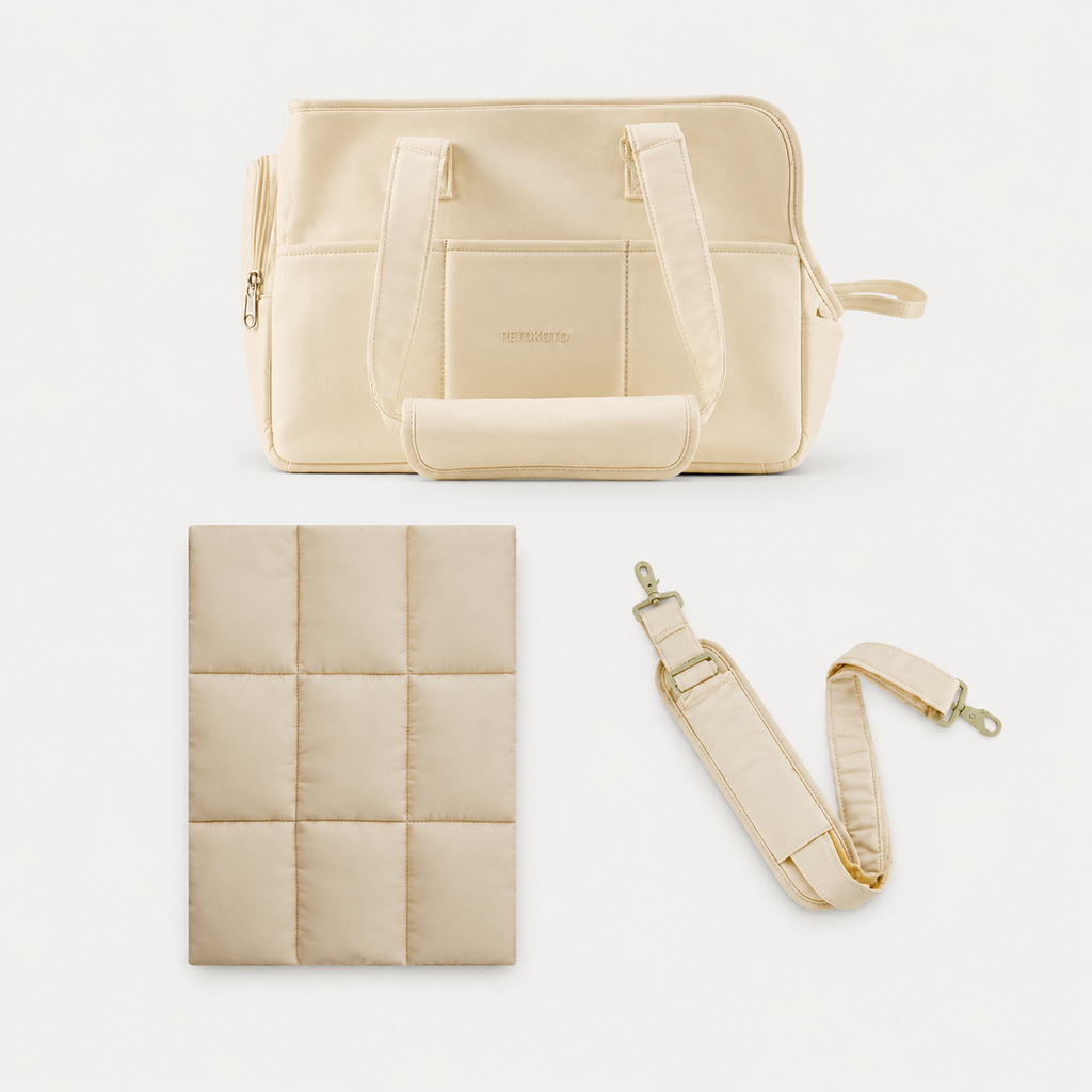 Hundetragetasche Reise-Set, 3-teilig, in Beige