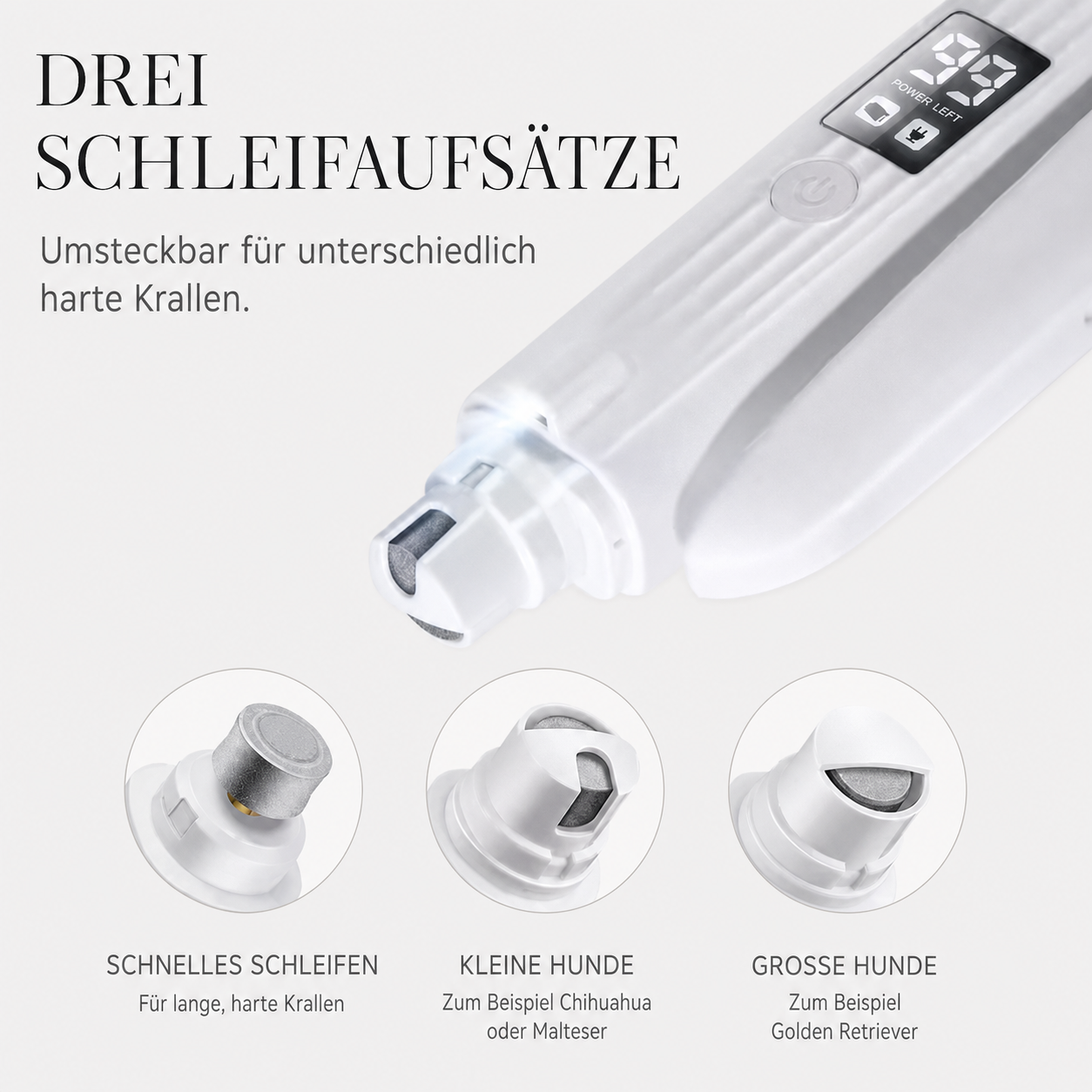 Krallenschneider mit Schleifer – drei Schleifaufsätze im Überblick