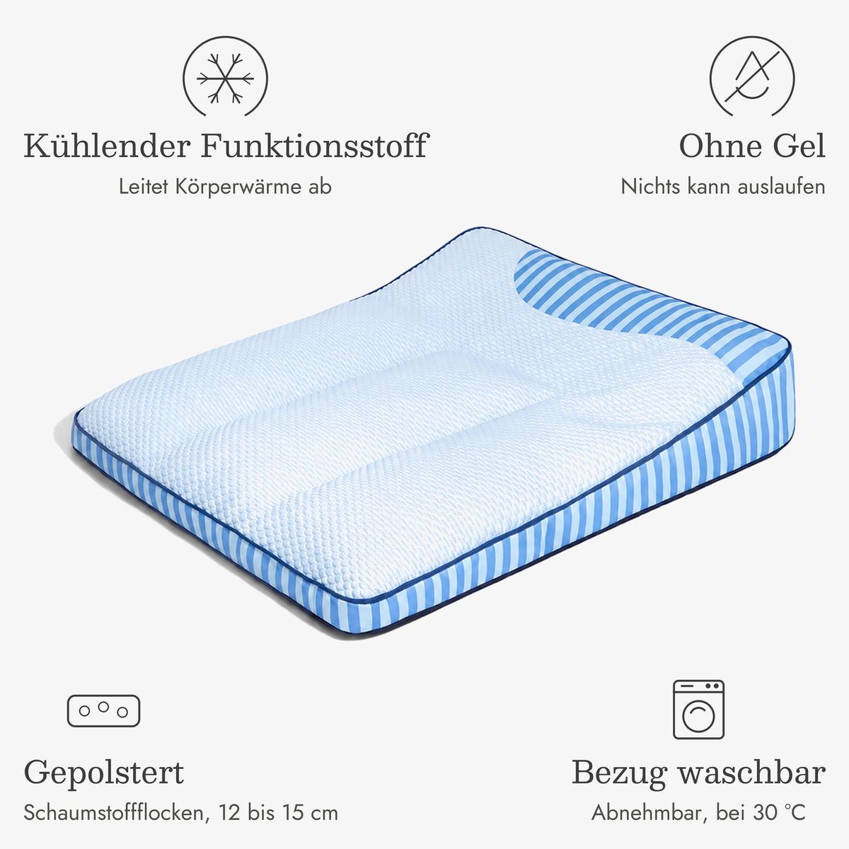 Kühlmatte für Hunde: kühlender Funktionsstoff, ohne Gel, gepolstert mit Schaumstoffflocken, Bezug waschbar