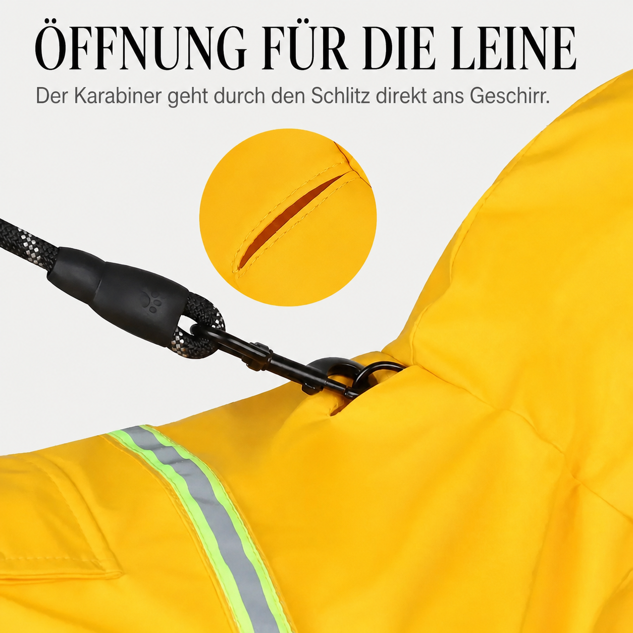 Regenmantel Hund – Öffnung für die Leine am Rücken