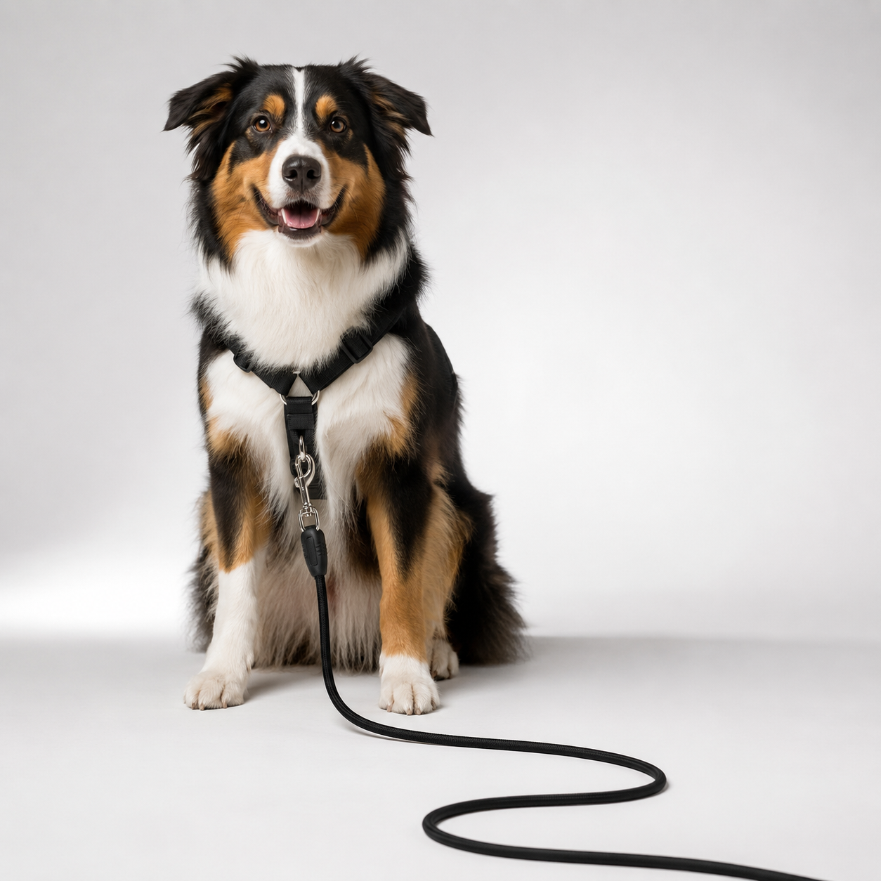 Hund an der Schleppleine beim im Studio